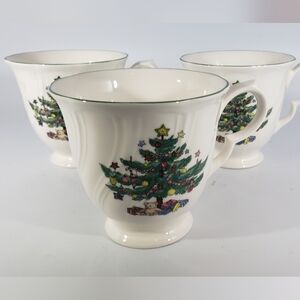 Set of  3 Nikko Happy Holidays Christmas China Coffee Tea Cups